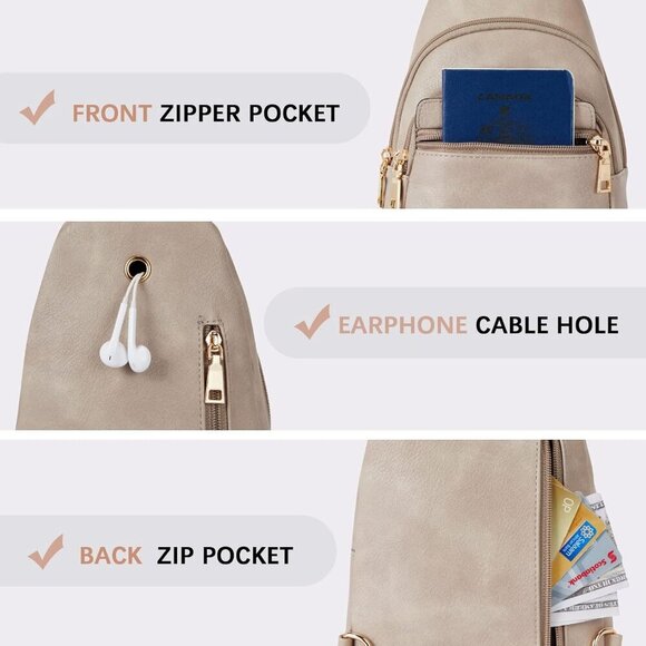 Women Grey Imported PU Leather Small Crossbody Chest Sling Fanny Travel Bag - Picture 6 of 8